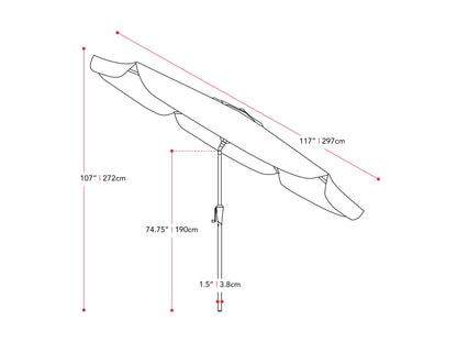 Taupe and white 10ft round patio umbrella with tilting feature, sturdy aluminum pole, and weather-resistant fabric, perfect for outdoor shade and garden decor.
