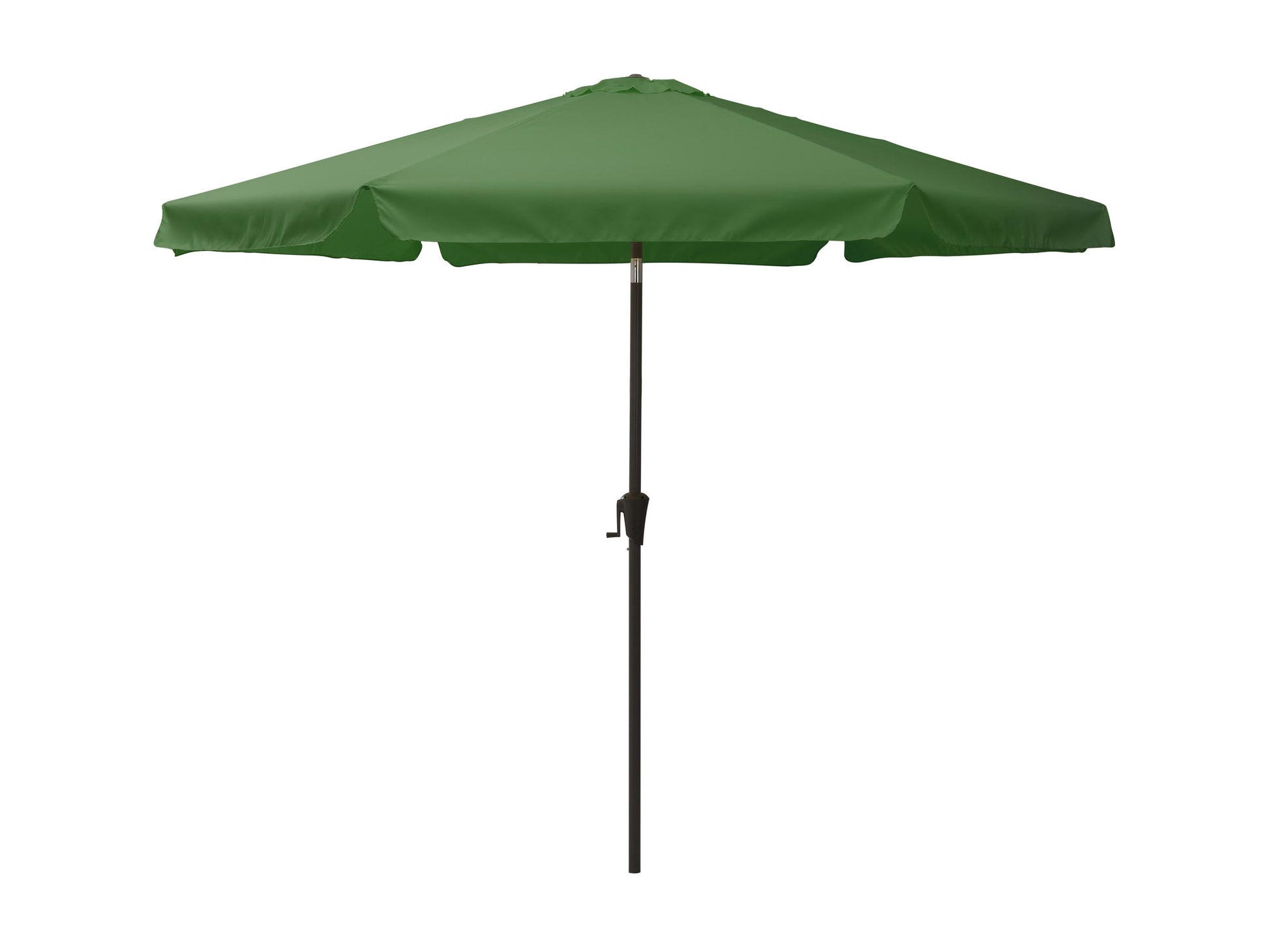 Forest green 10ft round patio umbrella with tilting mechanism, sturdy aluminum pole, and UV-resistant fabric, ideal for outdoor shade and garden decor.