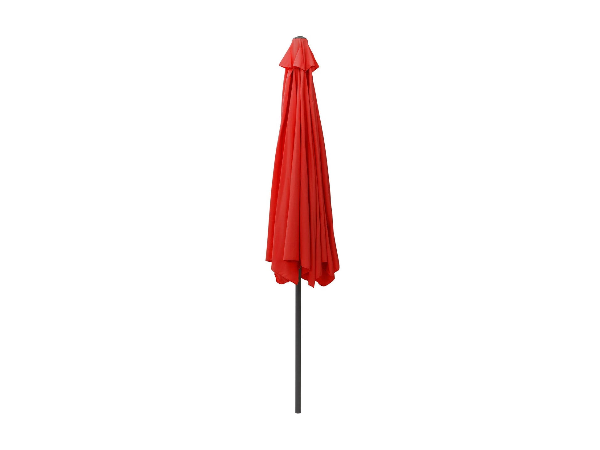 Crimson red 10ft round tilting patio umbrella with a sturdy aluminum pole, UV-resistant fabric, and easy crank lift system. Perfect for outdoor garden, deck, or patio shade.