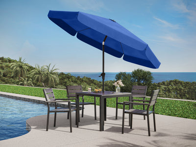 cobalt blue 10ft patio umbrella, round tilting 200 Series lifestyle scene CorLiving#color_ppu-cobalt-blue