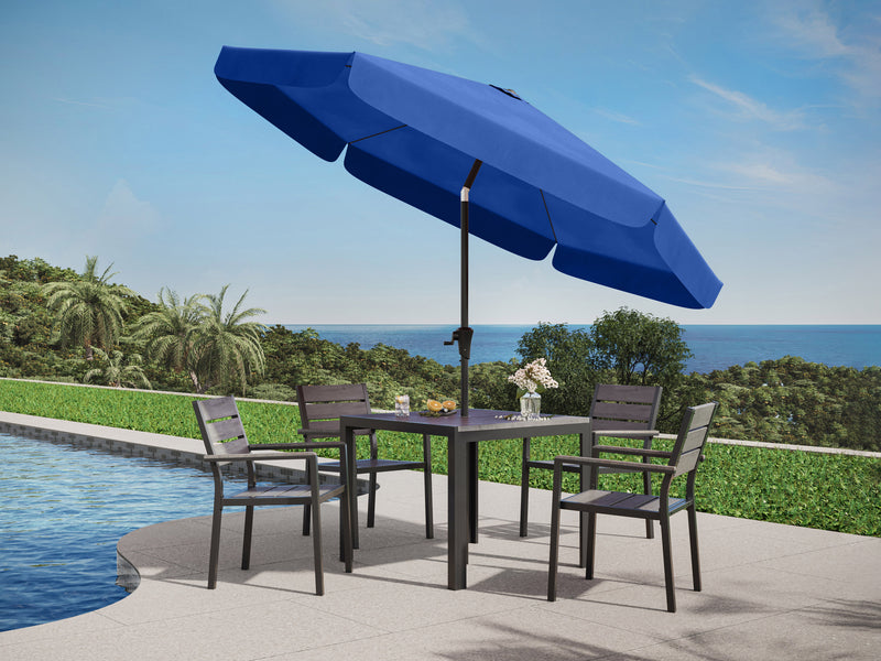 cobalt blue 10ft patio umbrella, round tilting 200 Series lifestyle scene CorLiving