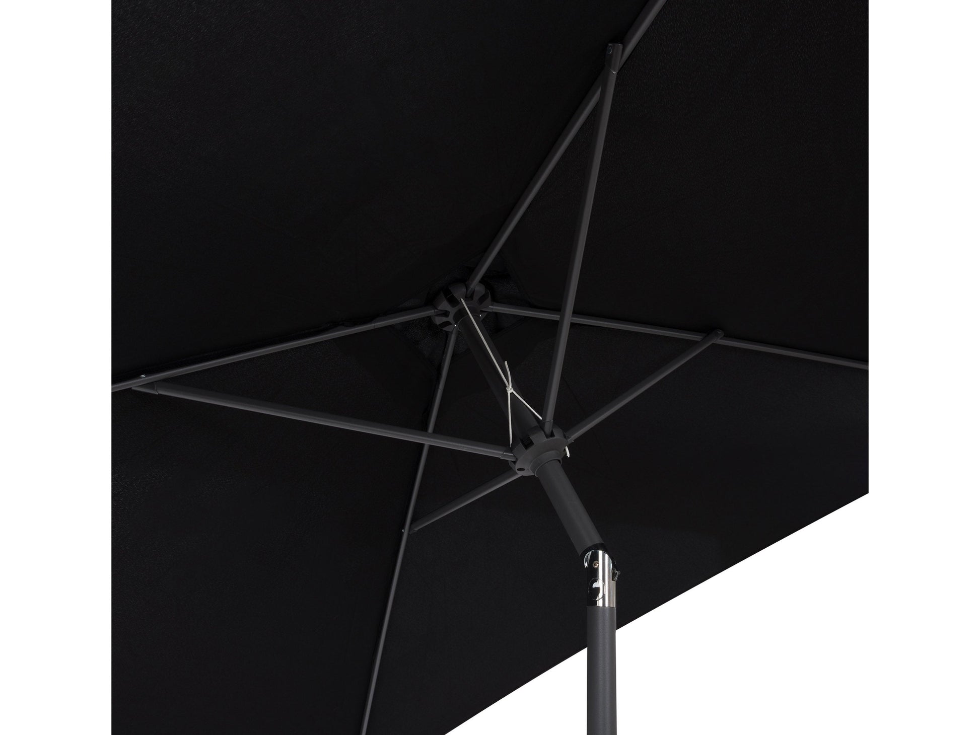 Black 9ft square patio umbrella with tilting feature, sturdy aluminum pole, and weather-resistant fabric, perfect for outdoor shade on patios and gardens.