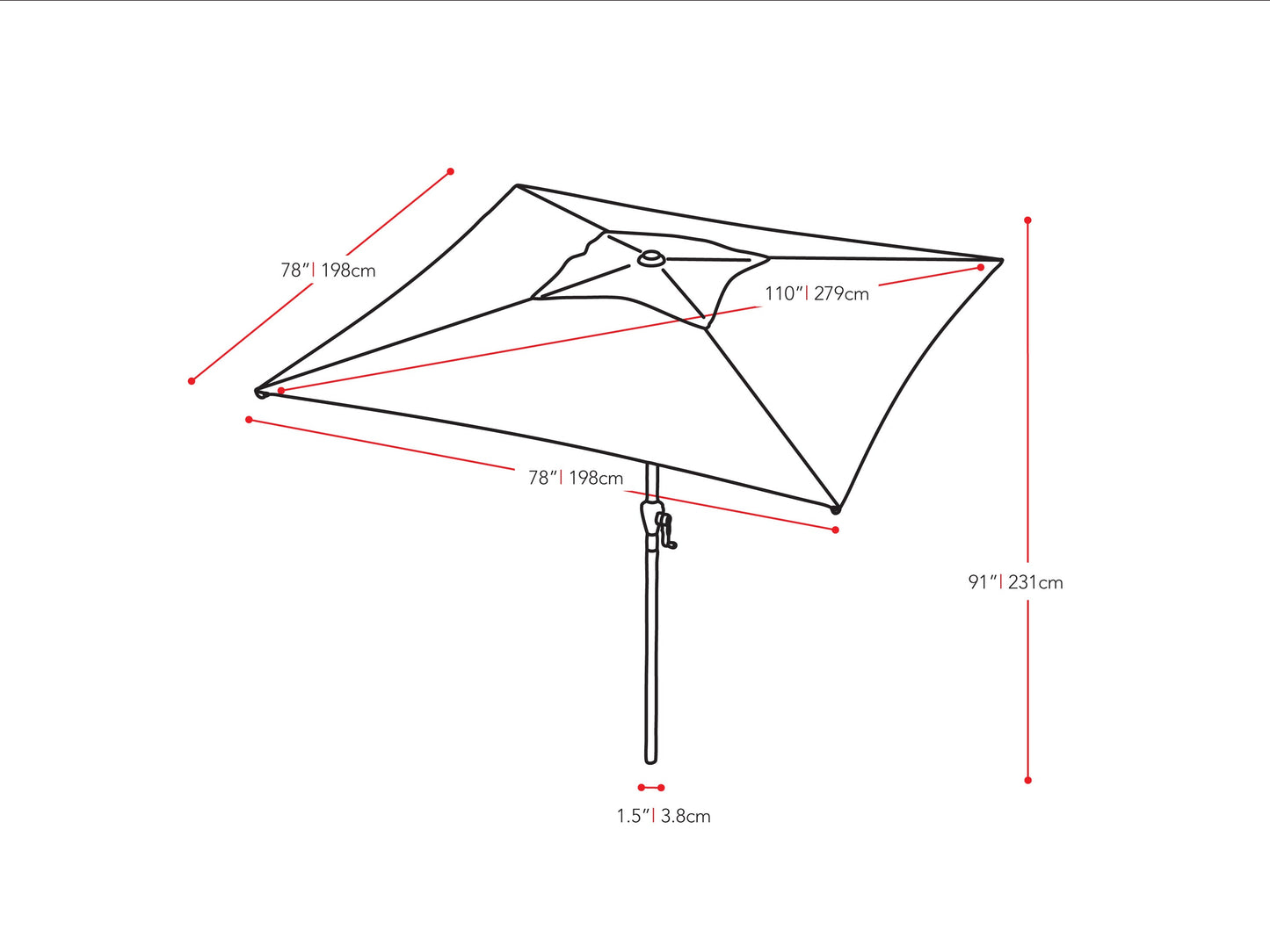 Black 9ft square patio umbrella with tilting feature, sturdy aluminum pole, and weather-resistant fabric, perfect for outdoor shade on patios and gardens.