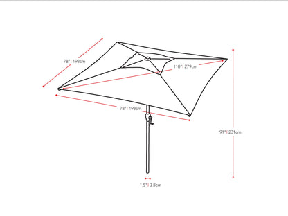 Black 9ft square patio umbrella with tilting feature, sturdy aluminum pole, and weather-resistant fabric, perfect for outdoor shade on patios and gardens.