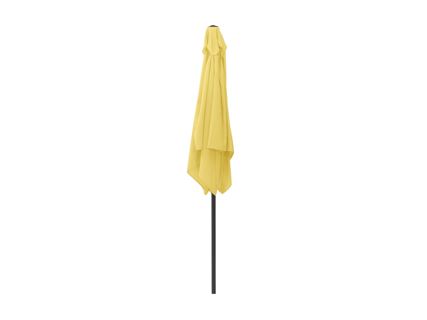 Yellow 9ft square patio umbrella with tilting feature, durable aluminum frame, and weather-resistant fabric, perfect for outdoor seating areas and providing ample shade.