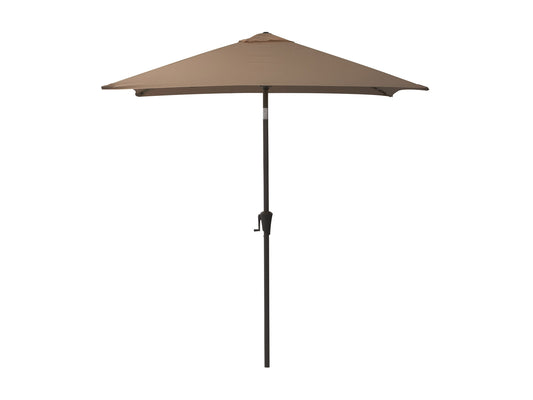 Brown 9ft square patio umbrella with tilting mechanism, featuring a durable fabric canopy and sturdy metal pole, providing ample shade for outdoor spaces. Ideal for patios, gardens, and poolside areas.