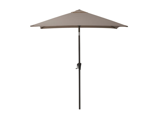 Grey 9ft square patio umbrella with tilting feature, sturdy metal frame, and weather-resistant fabric, perfect for outdoor shading on patios, decks, and gardens.
