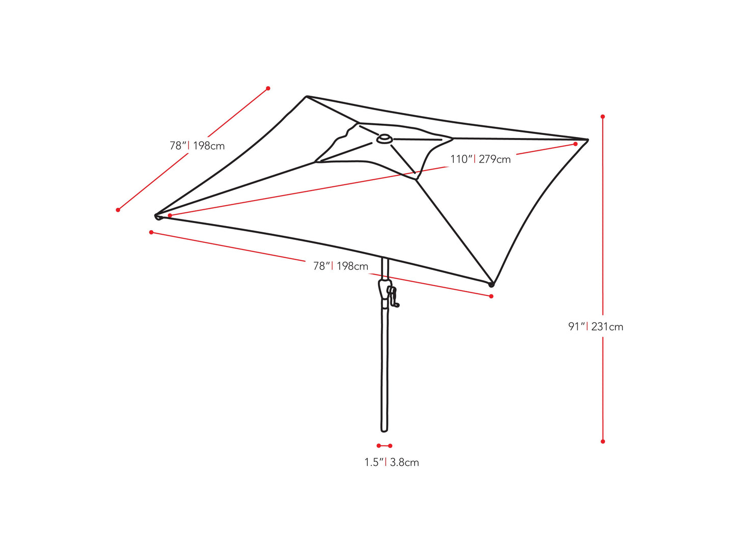 Turquoise 9ft square patio umbrella with tilting mechanism, sturdy aluminum frame, UV-resistant fabric, and crank lift system, perfect for outdoor shade on patios or gardens.