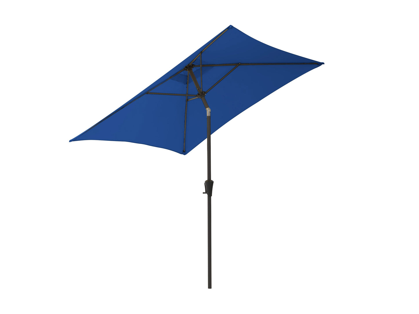 9ft square tilting patio umbrella in cobalt blue with sturdy aluminum frame, UV-resistant canopy, and easy-tilt mechanism, perfect for outdoor shade and garden decor.