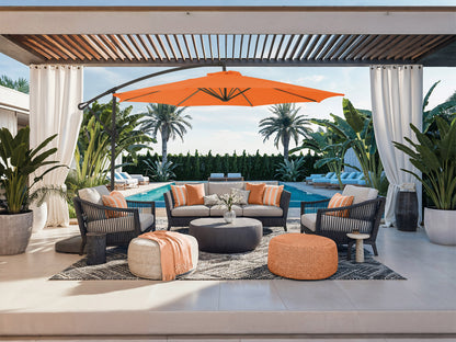 9.5ft Tilting Offset Patio Umbrella - Orange - FINAL SALE ITEM