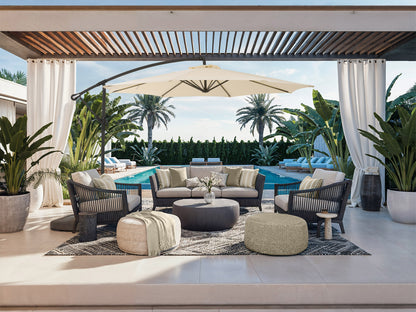 9.5ft Tilting Offset Patio Umbrella - Warm White - FINAL SALE ITEM