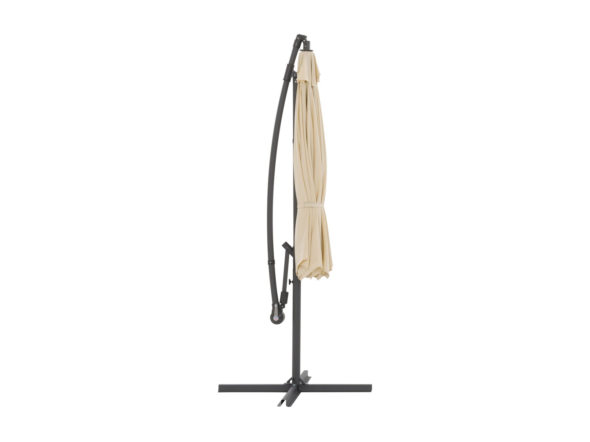9.5ft tilting offset patio umbrella in warm white, featuring a sturdy aluminum frame, durable fabric canopy, and adjustable tilt mechanism for optimal shade coverage in outdoor spaces.