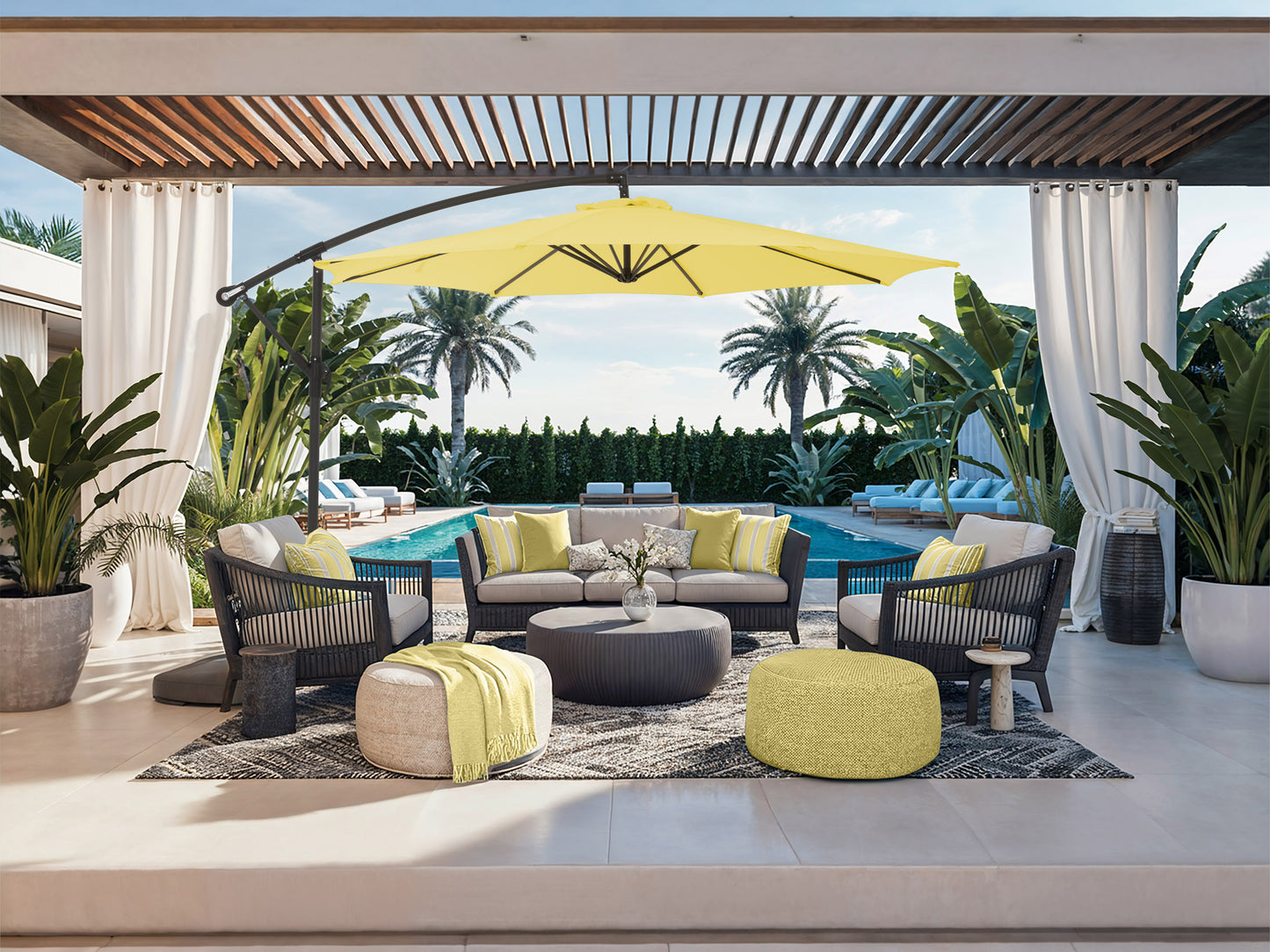 9.5ft Tilting Offset Patio Umbrella - Yellow - FINAL SALE ITEM