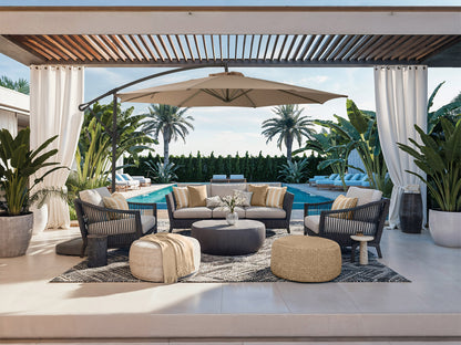 9.5ft Tilting Offset Patio Umbrella - Brown - FINAL SALE ITEM