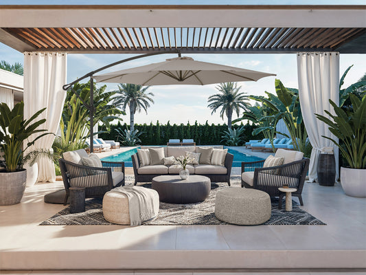 9.5ft Tilting Offset Patio Umbrella - Grey - FINAL SALE ITEM