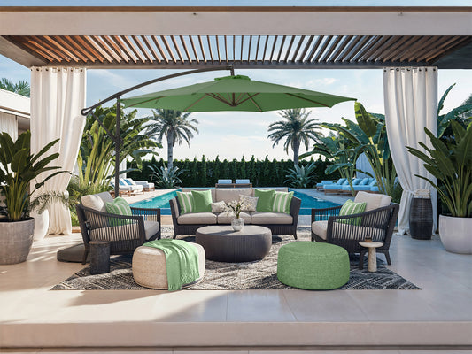 9.5ft Tilting Offset Patio Umbrella - Forest Green - FINAL SALE ITEM