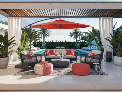 9.5ft Tilting Offset Patio Umbrella - Crimson Red - FINAL SALE ITEM