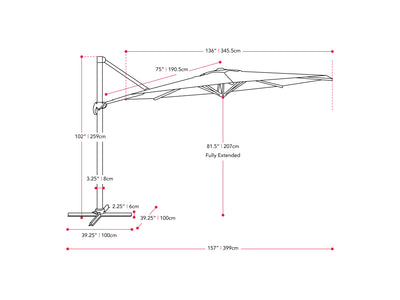 orange deluxe offset patio umbrella 500 Series measurements diagram CorLiving#color_ppu-orange