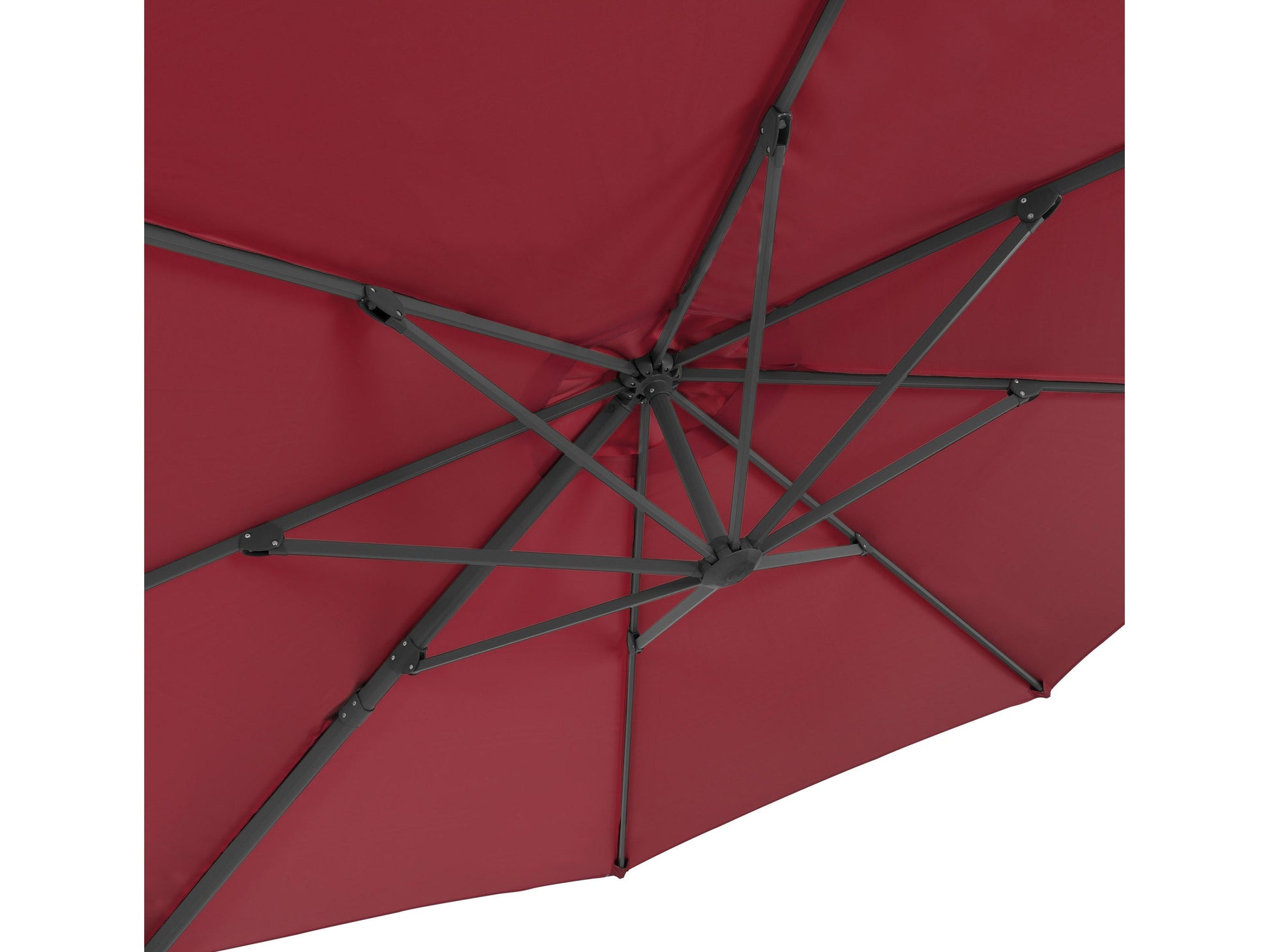 Wine red 11.5ft deluxe offset patio umbrella with sturdy aluminum frame, crank lift system, and UV-resistant canopy, perfect for outdoor shade on patios, gardens, or poolside areas.
