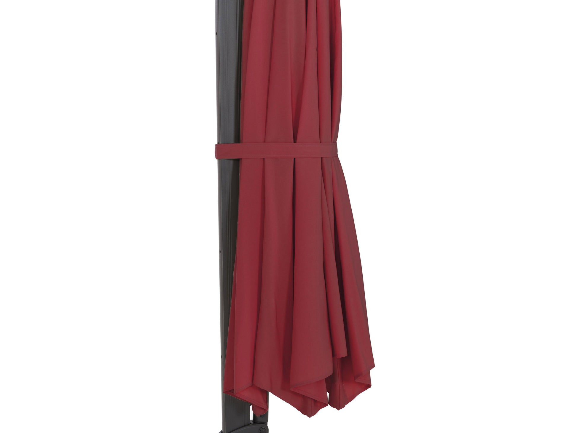 Wine red 11.5ft deluxe offset patio umbrella with sturdy aluminum frame, crank lift system, and UV-resistant canopy, perfect for outdoor shade on patios, gardens, or poolside areas.