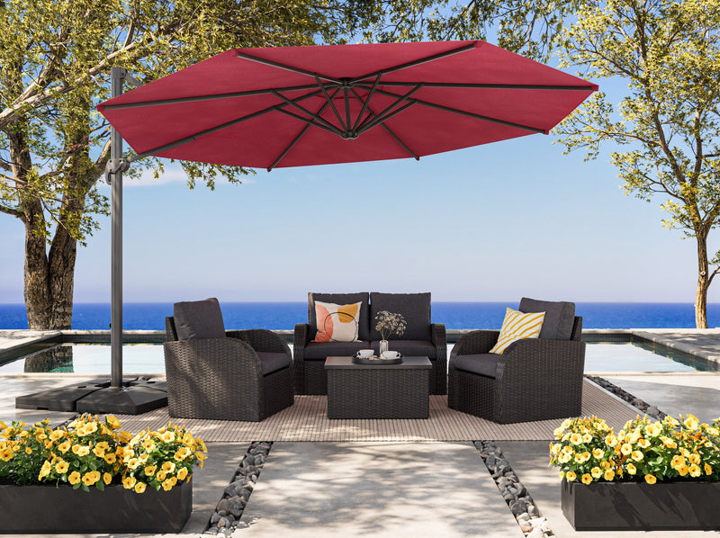 wine red deluxe offset patio umbrella 500 Series lifestyle scene CorLiving
