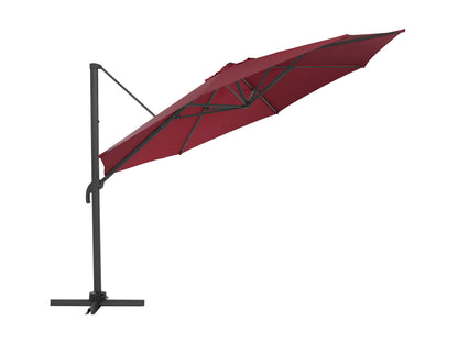 Wine red 11.5ft deluxe offset patio umbrella with sturdy aluminum frame, crank lift system, and UV-resistant canopy, perfect for outdoor shade on patios, gardens, or poolside areas.