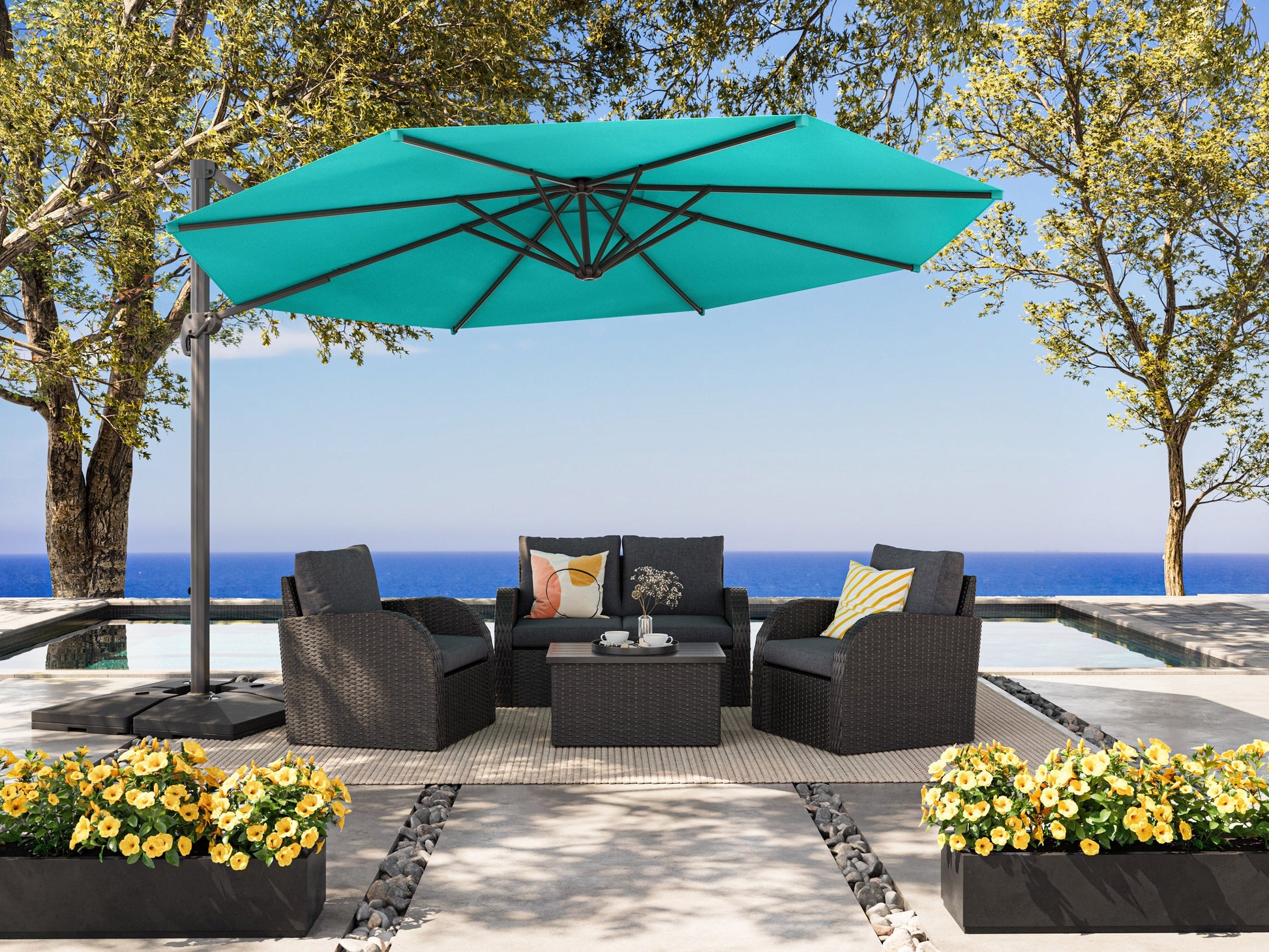 custom patio umbrellas toronto Deluxe Offset Patio Umbrella