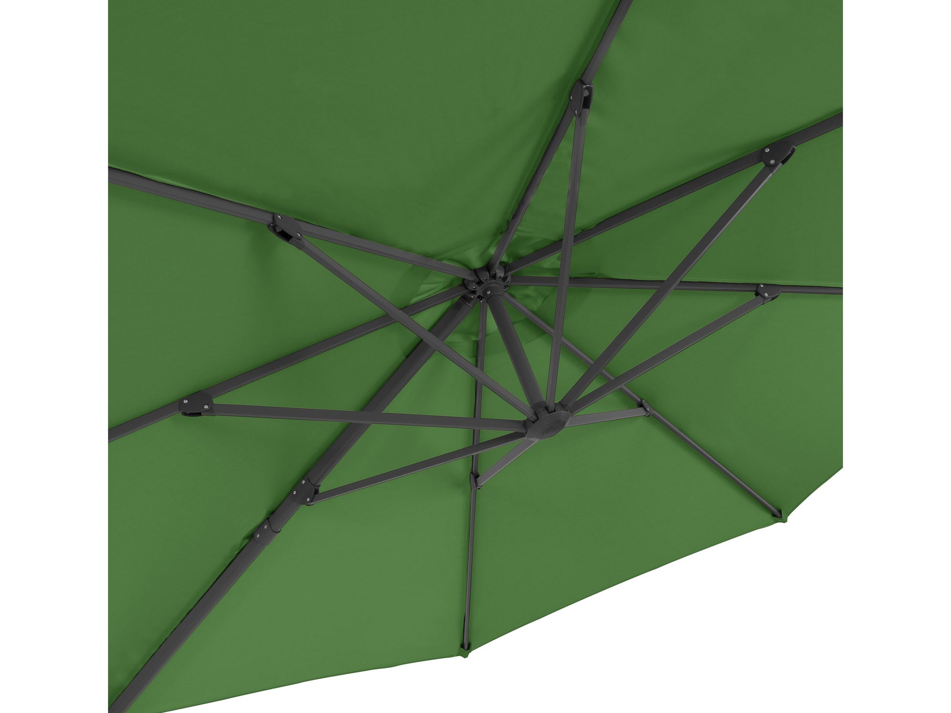 11.5ft deluxe offset patio umbrella in forest green with sturdy aluminum frame, crank lift system, and UV-resistant canopy, perfect for outdoor shading on patios, gardens, and pool areas.