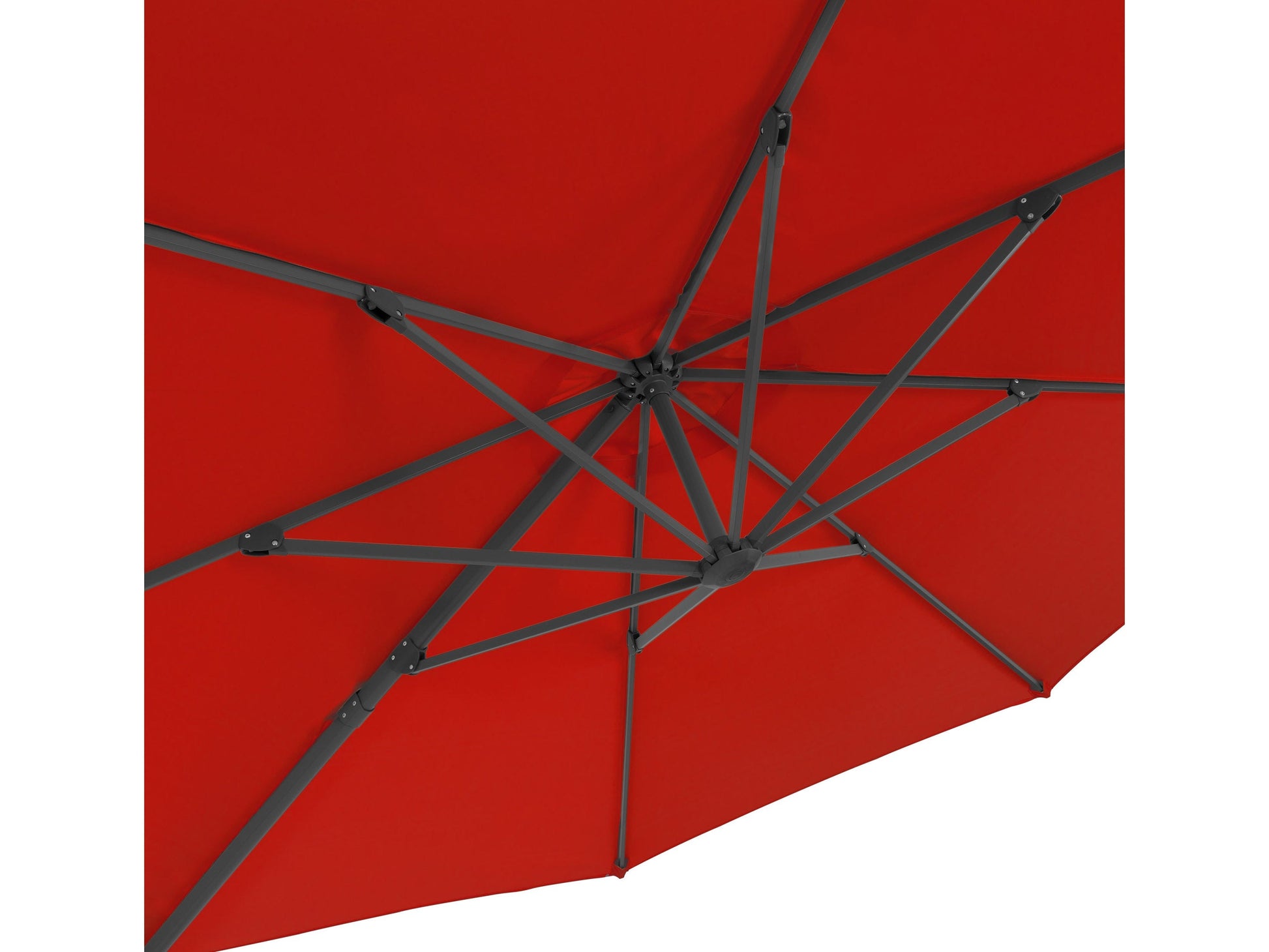 Crimson red deluxe offset patio umbrella with 11.5ft canopy, featuring a sturdy aluminum frame, adjustable tilt, and weather-resistant fabric, ideal for outdoor seating areas and garden decor.