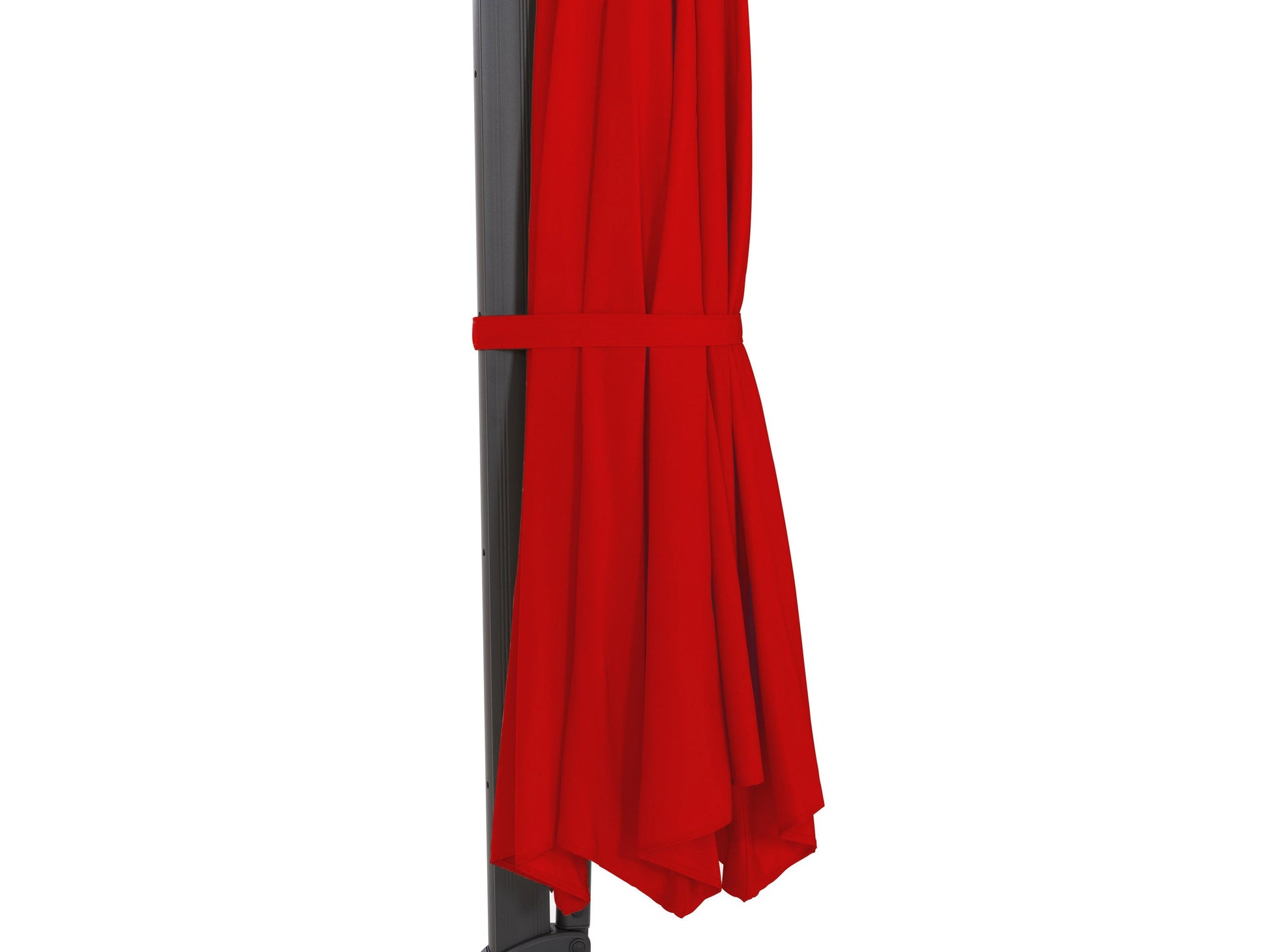 Crimson red deluxe offset patio umbrella with 11.5ft canopy, featuring a sturdy aluminum frame, adjustable tilt, and weather-resistant fabric, ideal for outdoor seating areas and garden decor.