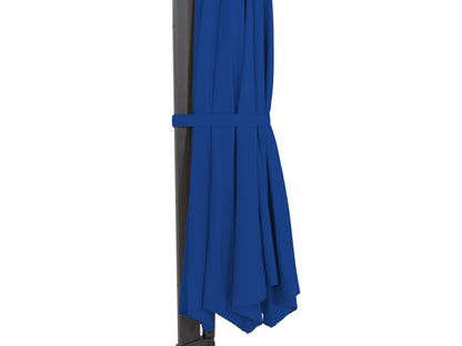 Alt Tag: Cobalt blue 11.5ft deluxe offset patio umbrella with sturdy metal frame, adjustable tilt, and UV-resistant fabric for outdoor shade.
