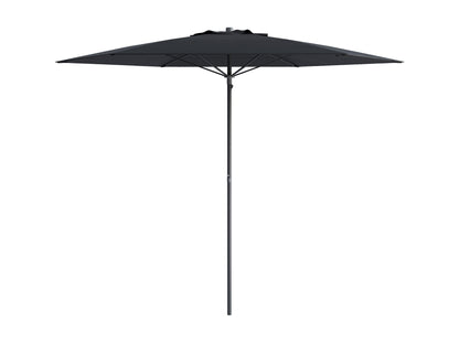 Black 7.5ft beach umbrella with UV protection, sturdy aluminum pole, tilt feature, and vented canopy for wind resistance. Ideal for sun protection at the beach or poolside.