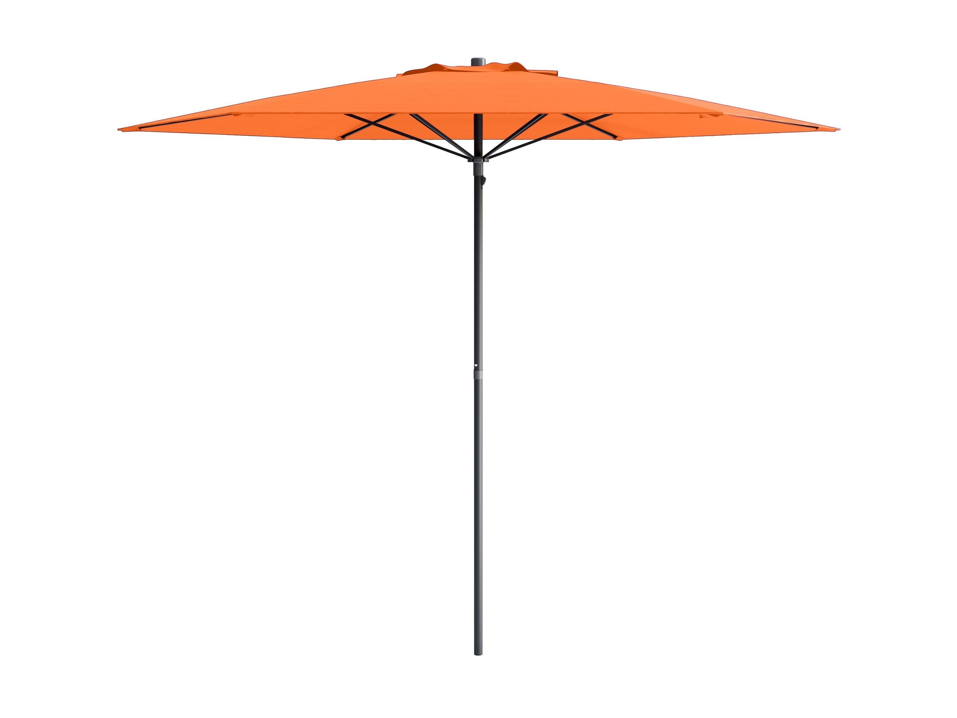 Bright orange 7.5ft beach umbrella with sturdy aluminum pole, UV-resistant fabric, and tilt mechanism for adjustable shade. Perfect for outdoor use, providing ample sun protection on sandy beaches or backyard patios.