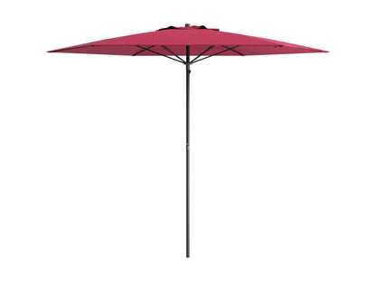 Wine red 7.5ft beach umbrella with sturdy aluminum pole, UV-resistant fabric, and tilt mechanism for adjustable shade. Perfect for beach outings, providing ample sun protection and stylish outdoor decor.