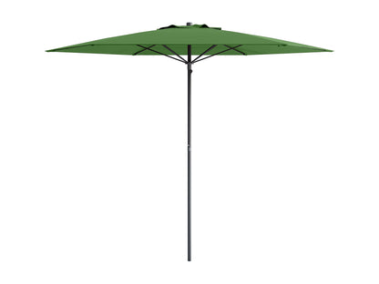 Forest green 7.5ft beach umbrella with sturdy aluminum pole, UV-resistant fabric, and tilt mechanism for adjustable shade. Perfect for outdoor use, providing ample coverage and protection from the sun.