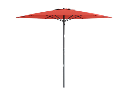 Crimson red 7.5ft beach umbrella with UV protection, sturdy aluminum pole, and adjustable tilt mechanism, perfect for sunshade at the beach or patio.