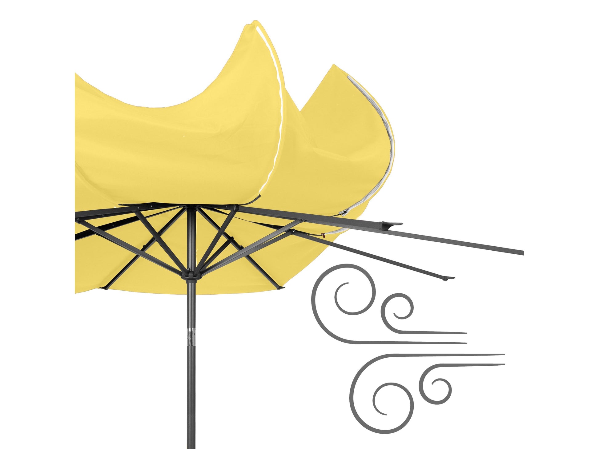 Yellow 10ft patio umbrella with wind-resistant design, sturdy aluminum pole, and UV-protective fabric, perfect for outdoor shade in gardens, patios, and decks.