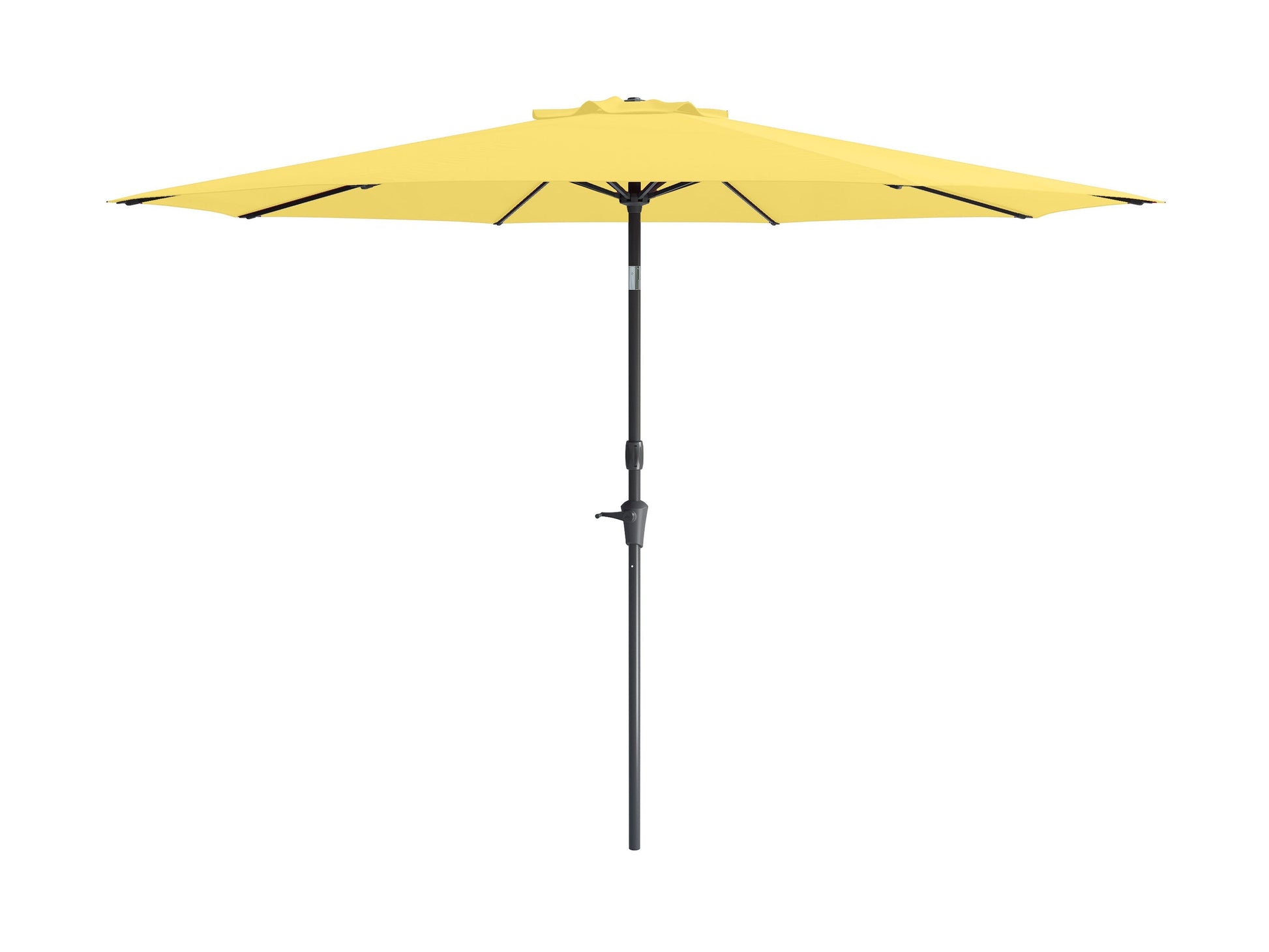 Yellow 10ft patio umbrella with wind-resistant design, sturdy aluminum pole, and UV-protective fabric, perfect for outdoor shade in gardens, patios, and decks.