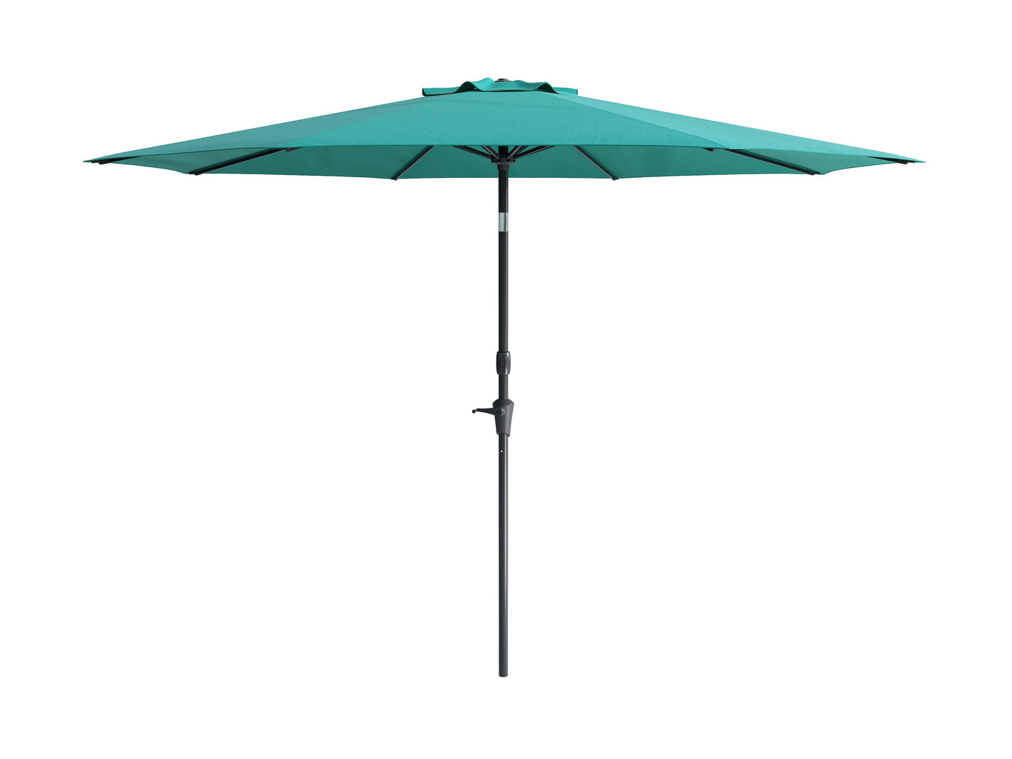 Turquoise 10ft wind-resistant patio umbrella with sturdy aluminum frame, UV protection, and easy tilt mechanism, perfect for outdoor seating areas and garden spaces.