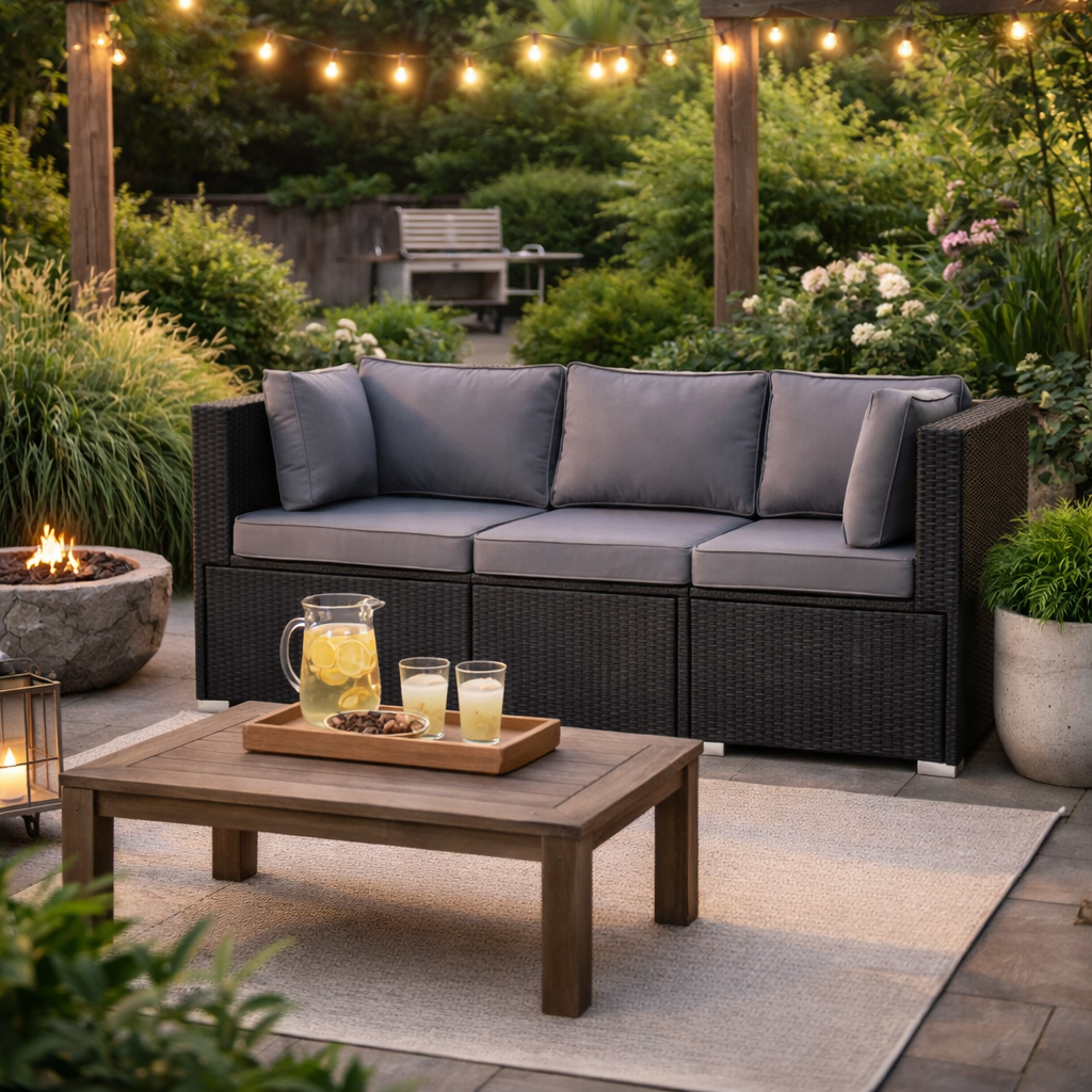 Outdoor Wicker Sofa, 3pc - FINAL SALE ITEM