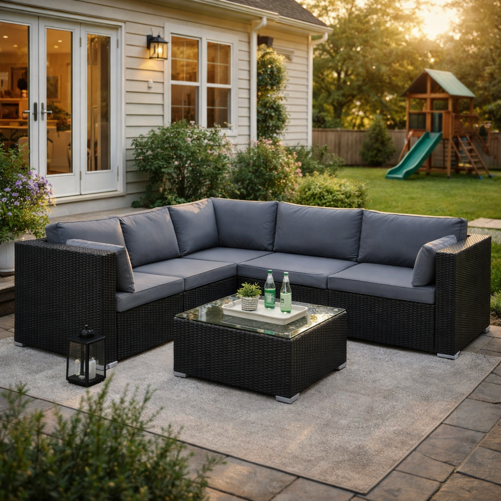 Patio Sectional Set, 6pc - FINAL SALE ITEM