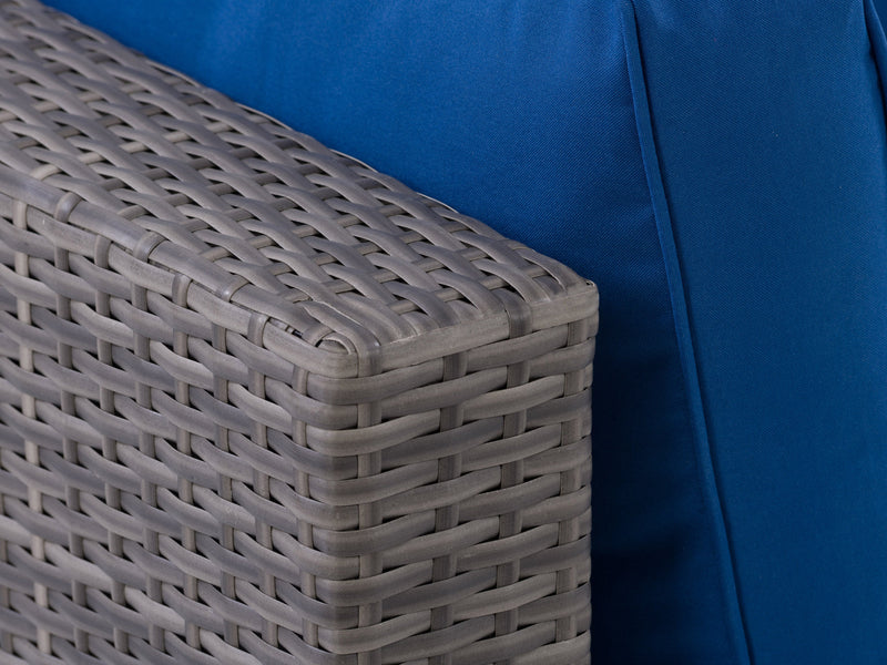 blended grey weave and oxford blue Outdoor Loveseat, 2pc Parksville Collection detail image by CorLiving