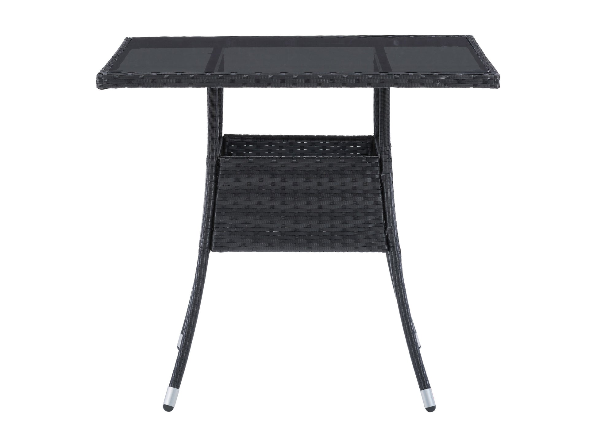Modern 5-piece patio dining set with a rectangular glass table and four cushioned chairs in beige and brown wicker, featuring weather-resistant materials and a sleek design perfect for outdoor spaces.