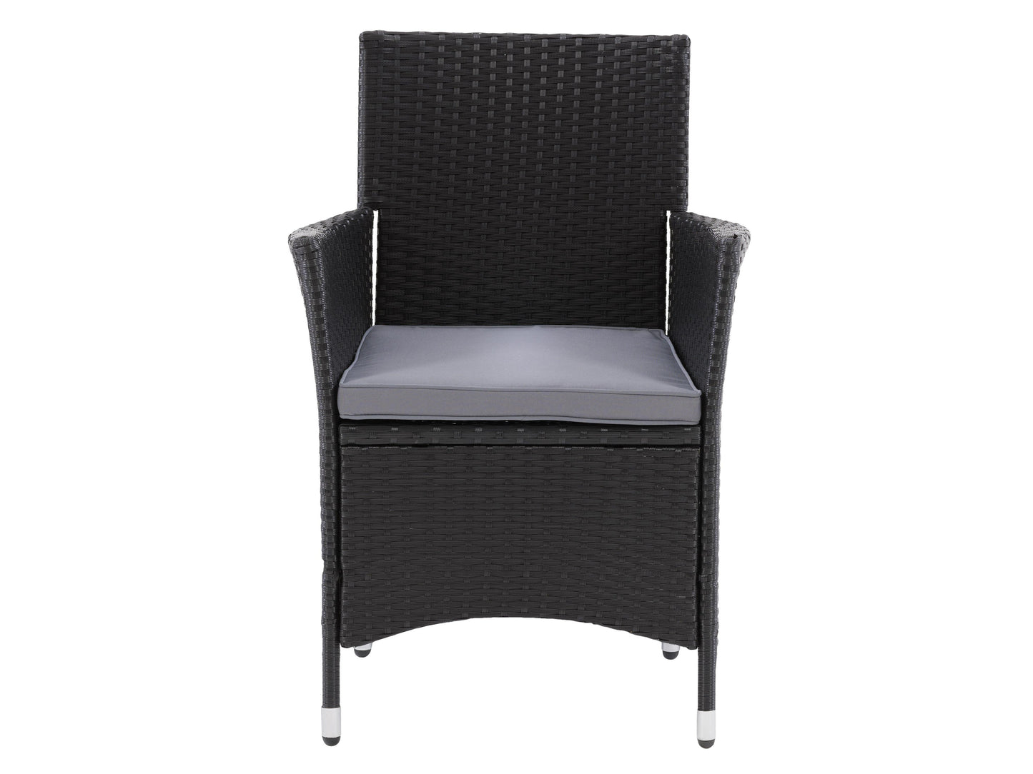 Set of 2 wicker patio armchairs with natural rattan texture, featuring beige cushions and sturdy wooden legs, perfect for outdoor seating and garden decor.