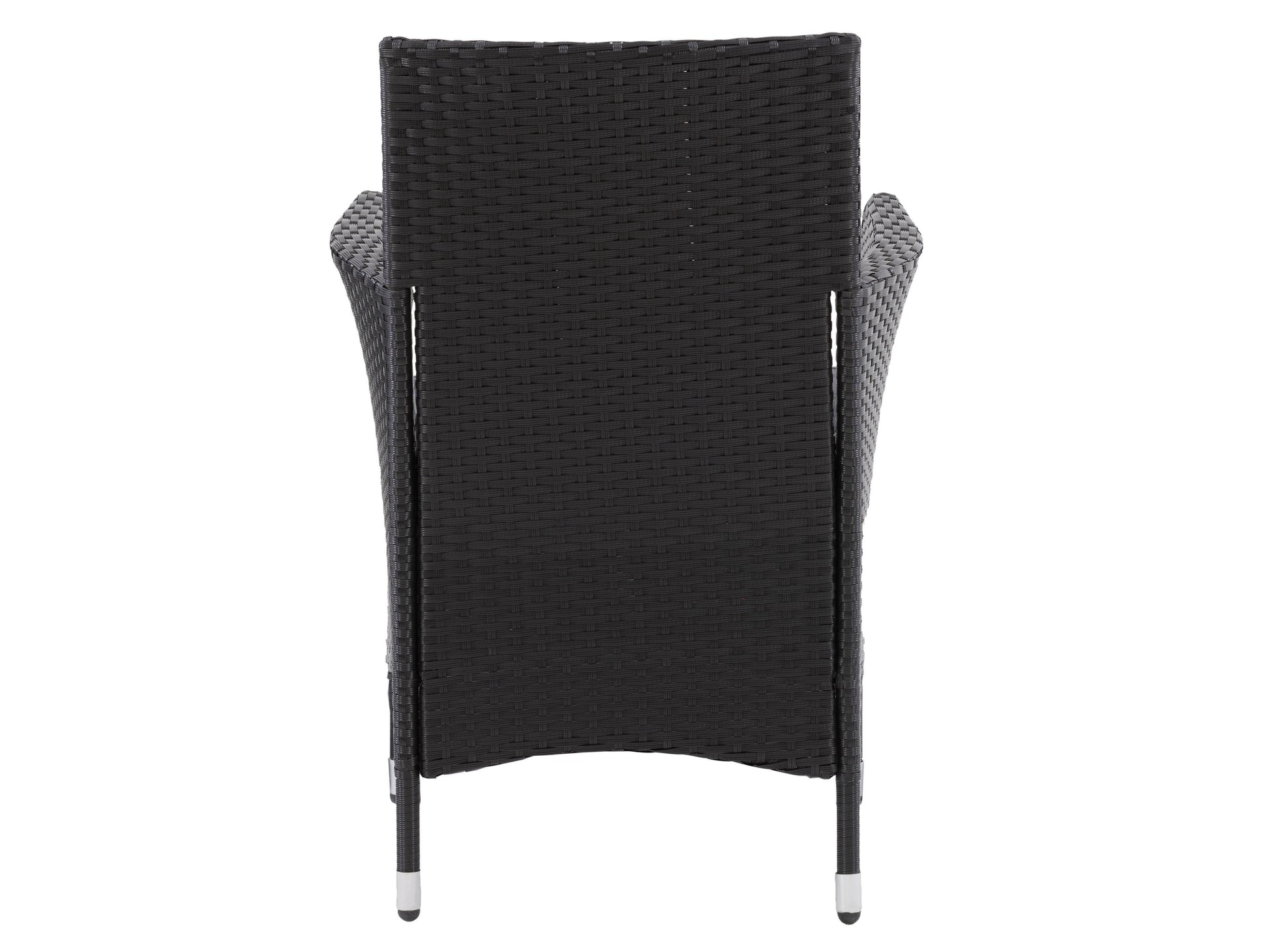 Set of 2 wicker patio armchairs with natural brown finish, featuring comfortable beige cushions, sturdy wooden legs, and a stylish woven texture perfect for outdoor seating and garden decor.