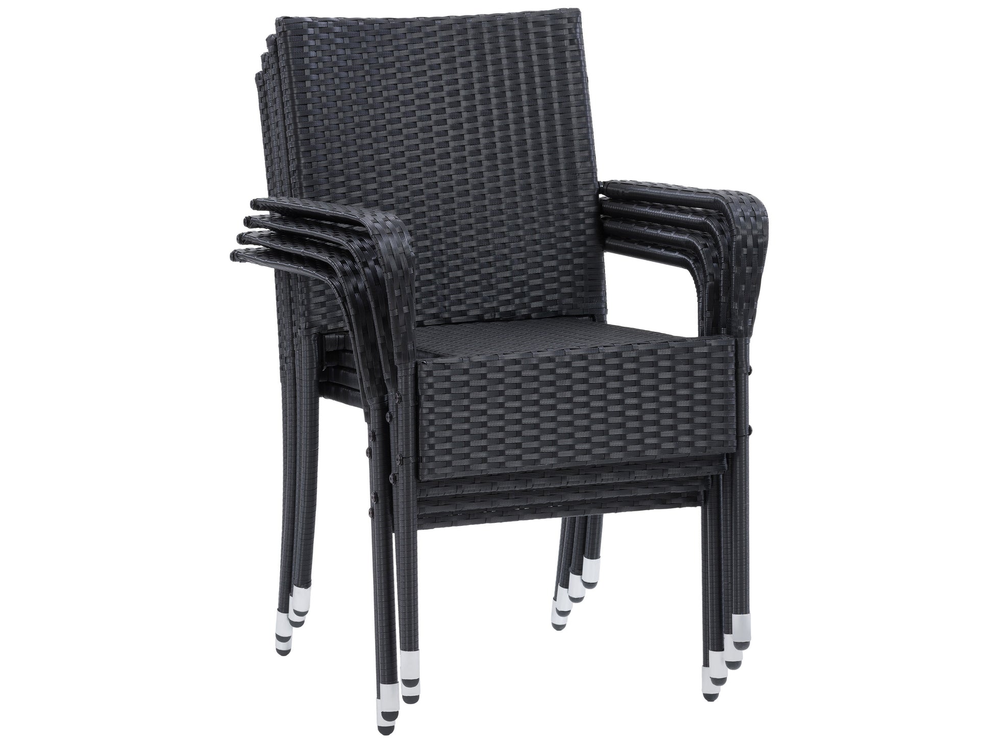 Modern 5-piece patio dining set with a rectangular glass table and four cushioned chairs in beige and brown wicker, featuring weather-resistant materials and a sleek design perfect for outdoor spaces.