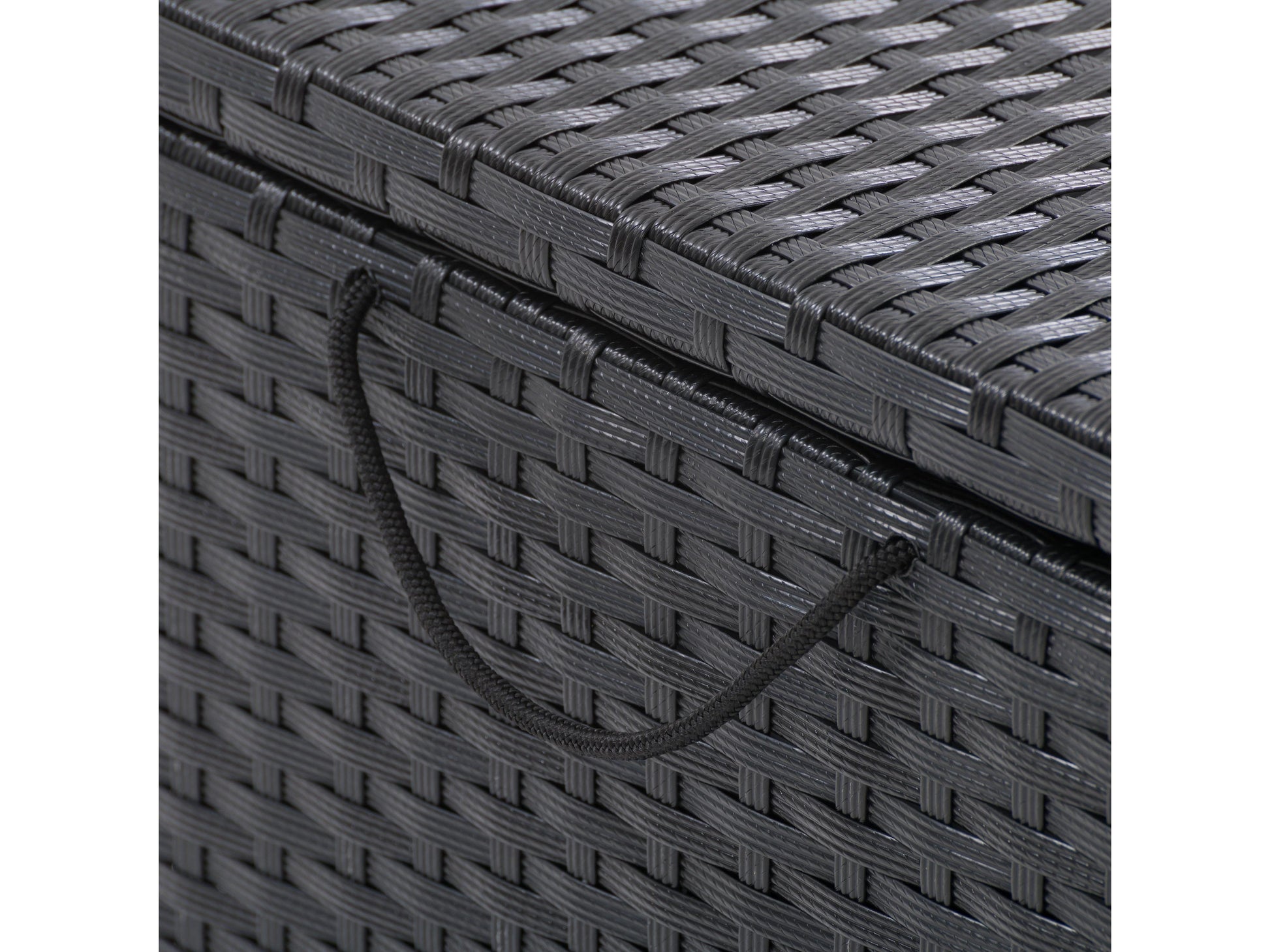 Outdoor cooler table with a sleek black finish, featuring a textured surface and built-in ice compartment, perfect for patio storage and entertaining.