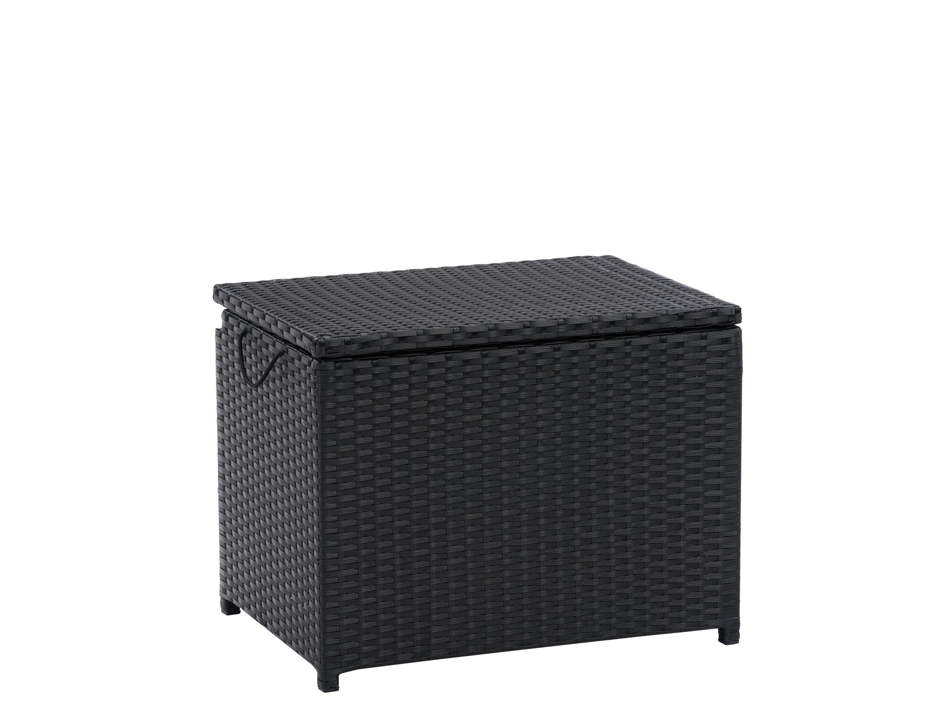 Outdoor patio cooler table with brown wicker texture, white tabletop, built-in cooler compartment, and adjustable height feature. Ideal for outdoor gatherings, drinks storage, and patio decor.