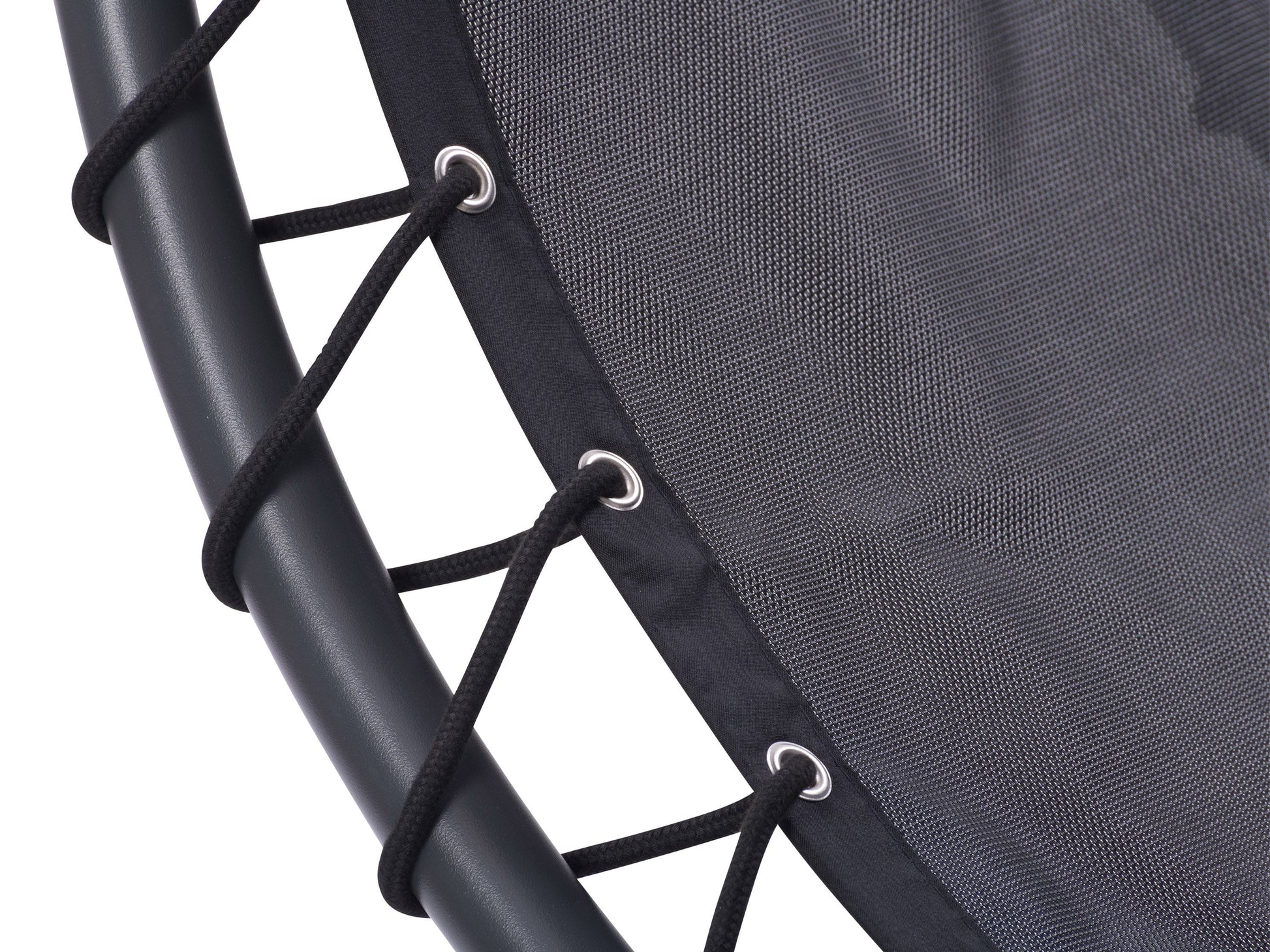 Grey patio lounge chair with canopy, featuring a sleek metal frame, comfortable cushioned seat, and adjustable reclining positions. Ideal for outdoor relaxation, UV-resistant fabric ensures durability and longevity.