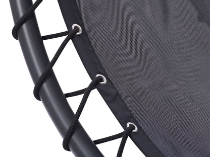 Grey patio lounge chair with canopy, featuring a sleek metal frame, comfortable cushioned seat, and adjustable reclining positions. Ideal for outdoor relaxation, UV-resistant fabric ensures durability and longevity.